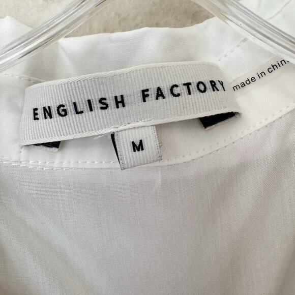 English Factory Floral Embroidered Collard Mini Dress White Size Medium - Picture 7 of 9